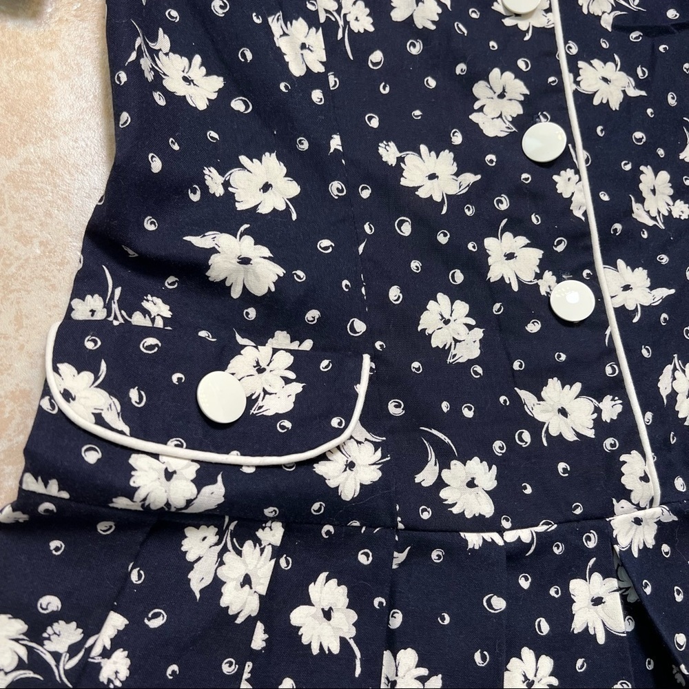 EJM ltd. Vintage 70’s-80’s floral print drop waist pliseé cotton romper, sz 12 - Picture 4 of 12
